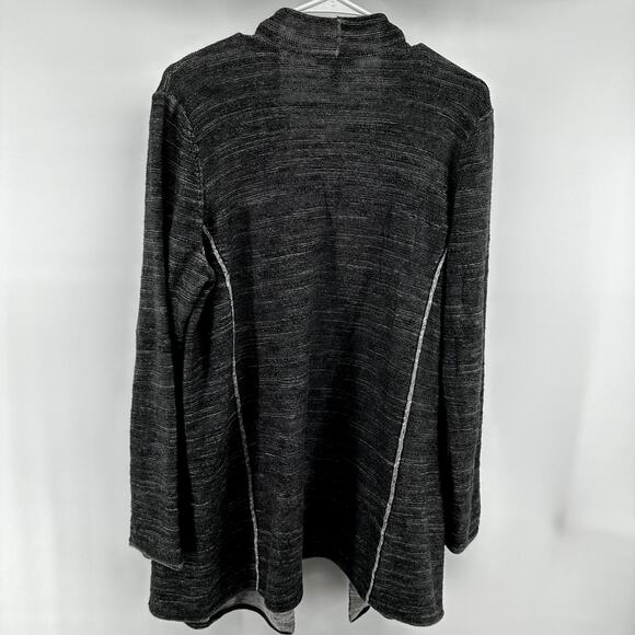 Eileen Fisher Waterfall Cardigan Sweater Drapey 100% Cotton Heather Gray Large - Picture 4 of 4